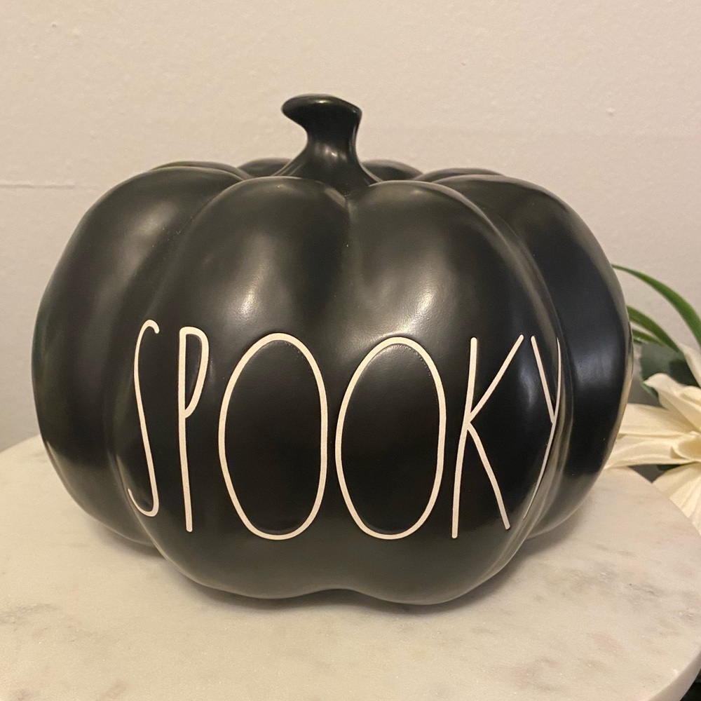 Rae Dunn SPOOKY Pumpkin Matte Black